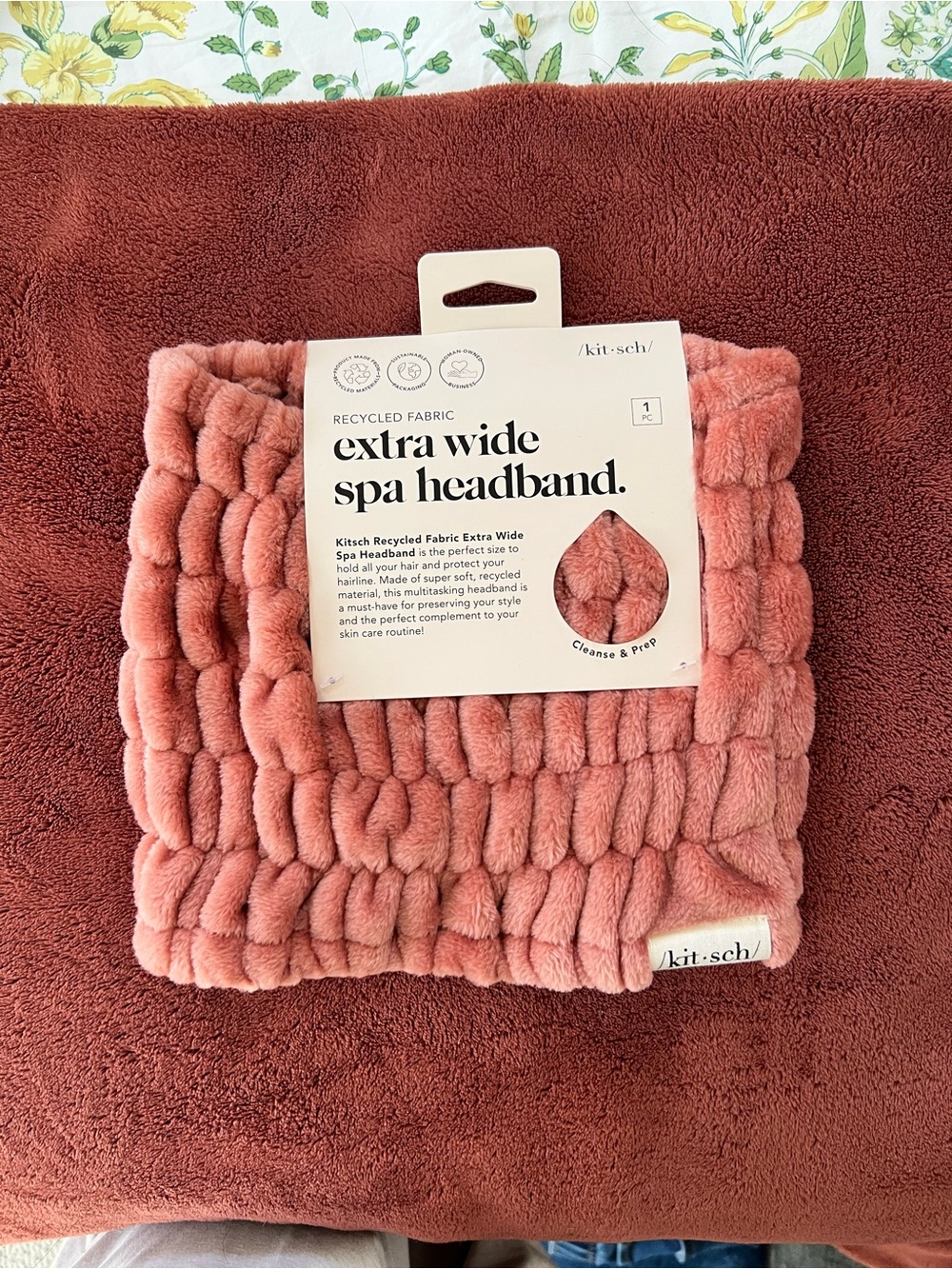 Kitsch Plush Extra Wide Spa Headband - Coral Pink